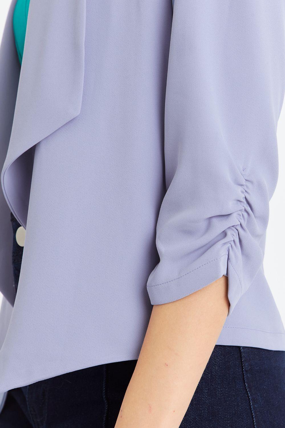 Blazer Manga Detalle Drapeado Celeste Nicopoly-5