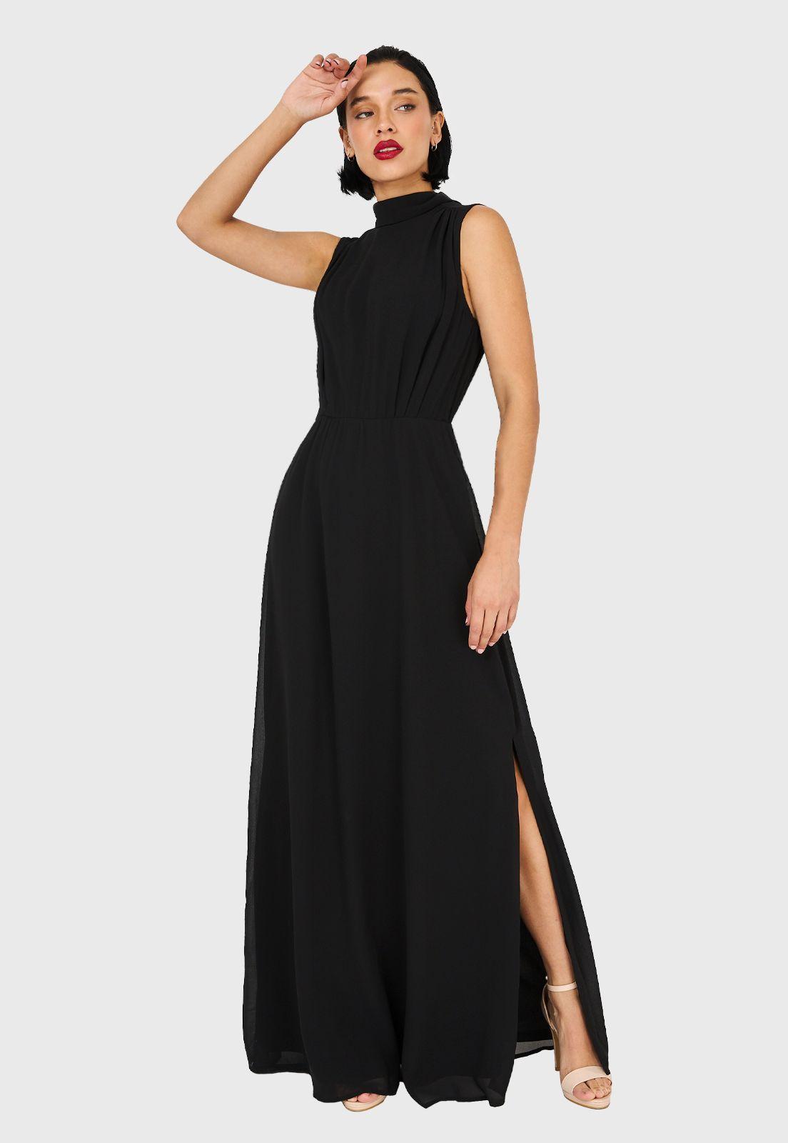 Vestido Cuello Alto Negro Nicopoly-0