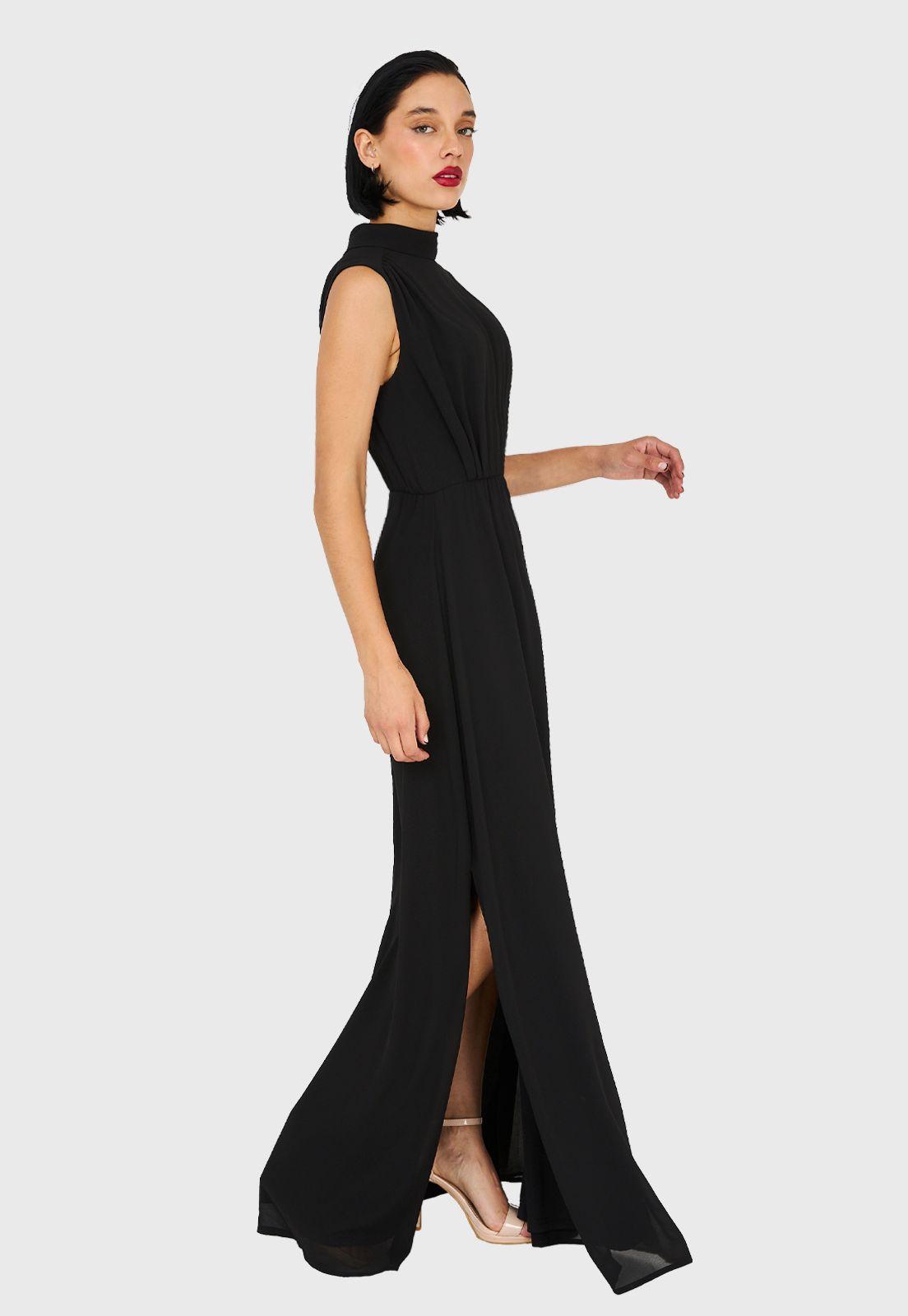 Vestido Cuello Alto Negro Nicopoly-2