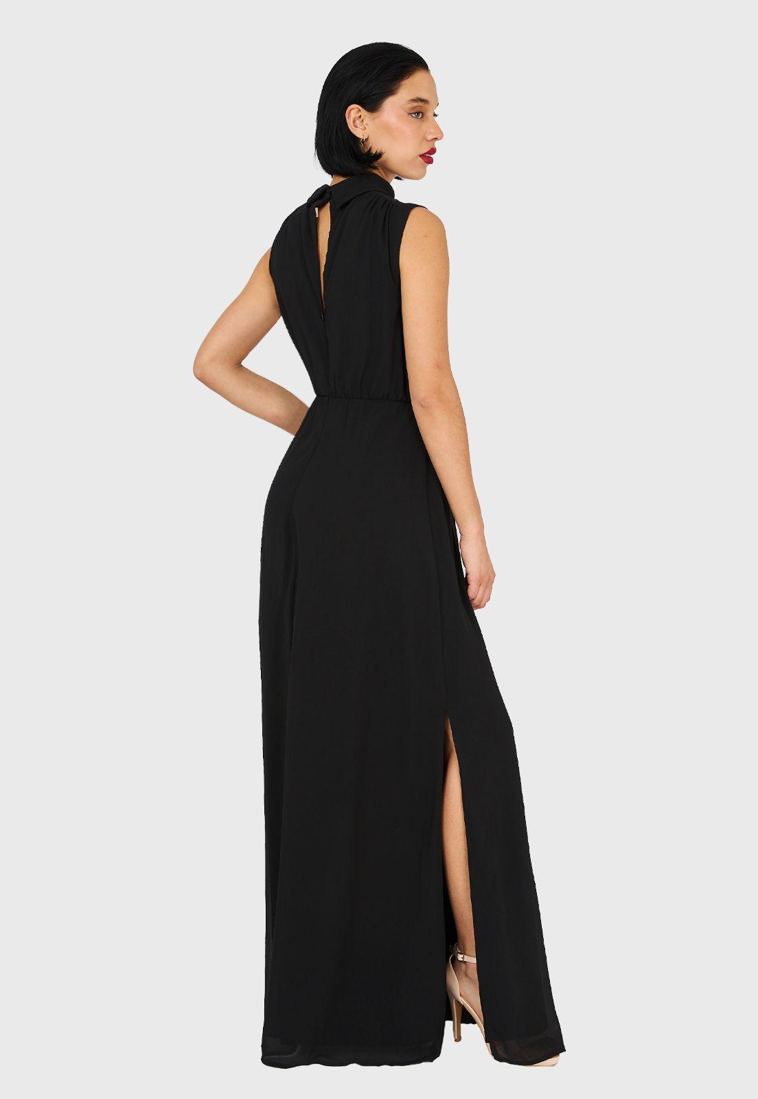 Vestido Cuello Alto Negro Nicopoly-3
