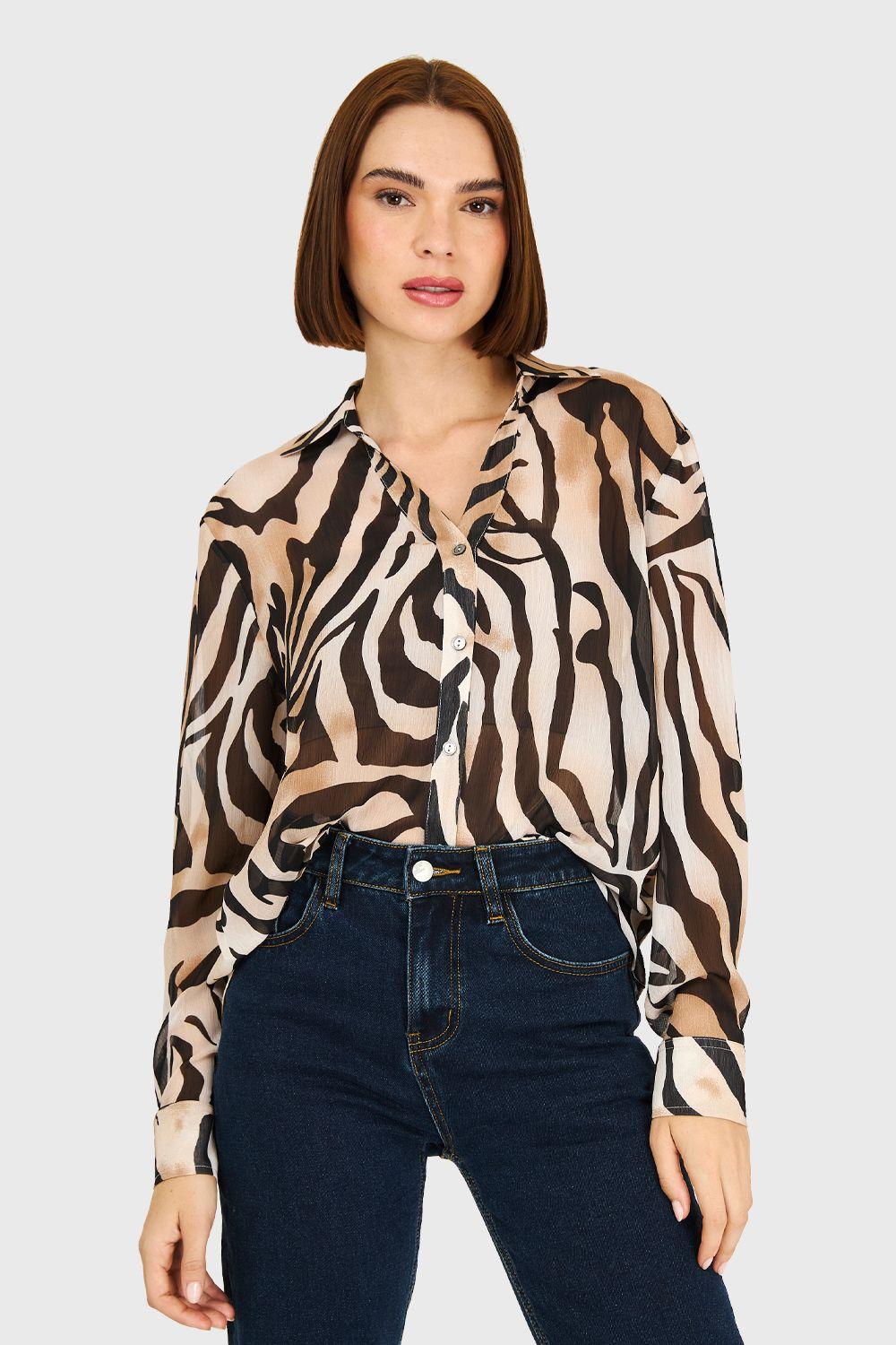 Blusa Cebra Beige Nicopoly-4