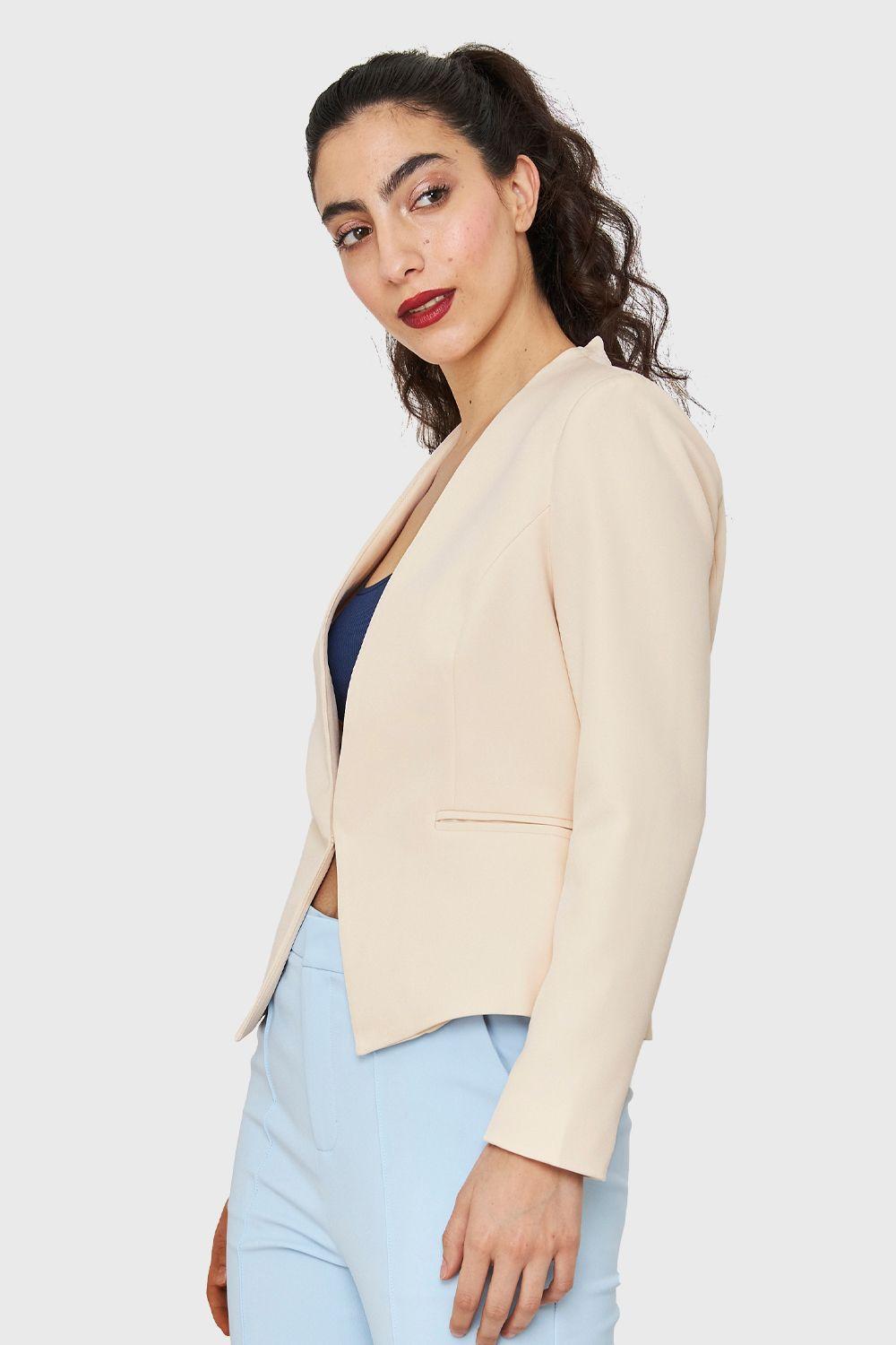 Blazer Entallado Clásico Crema Nicopoly-2