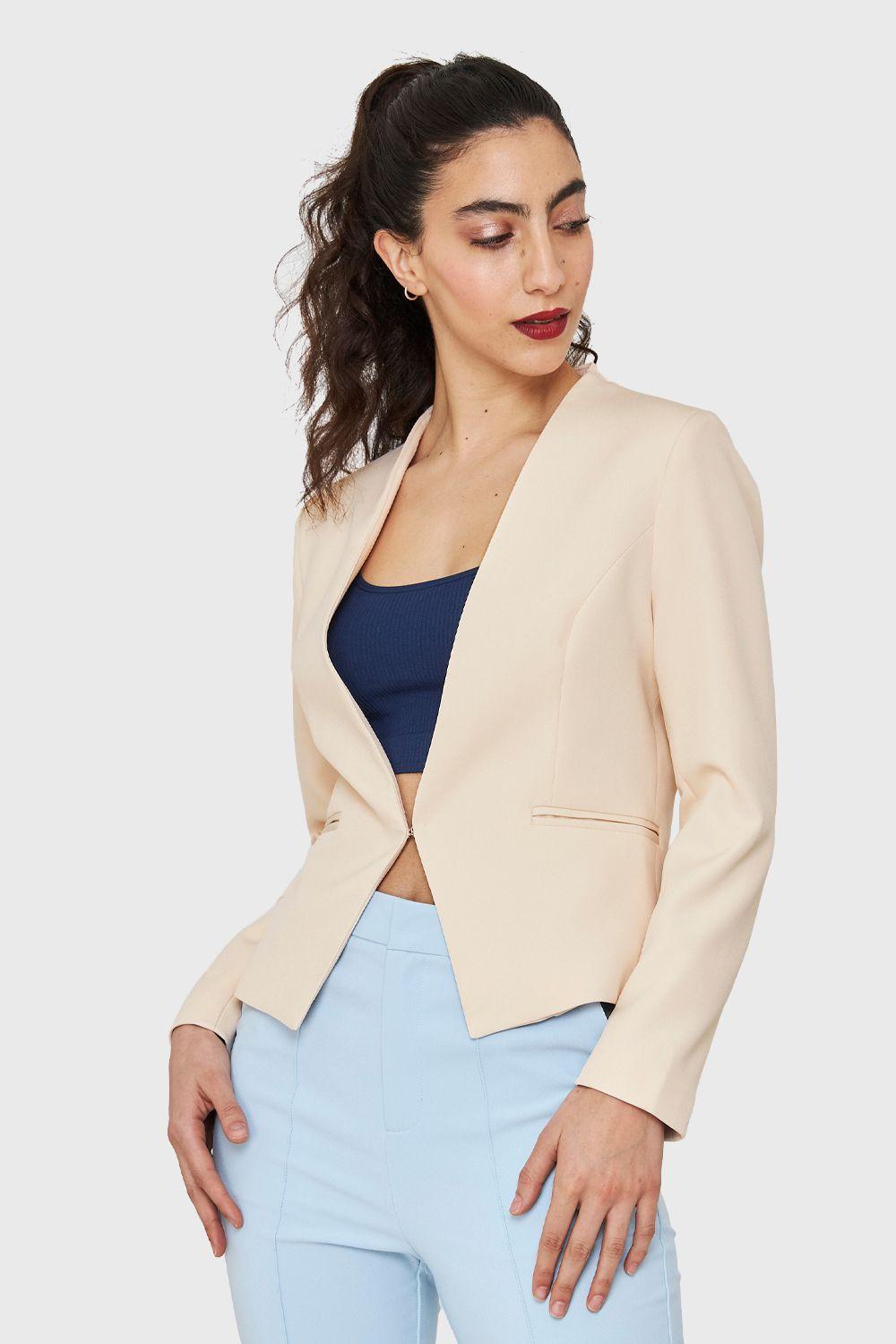 Blazer Entallado Clásico Crema Nicopoly-4