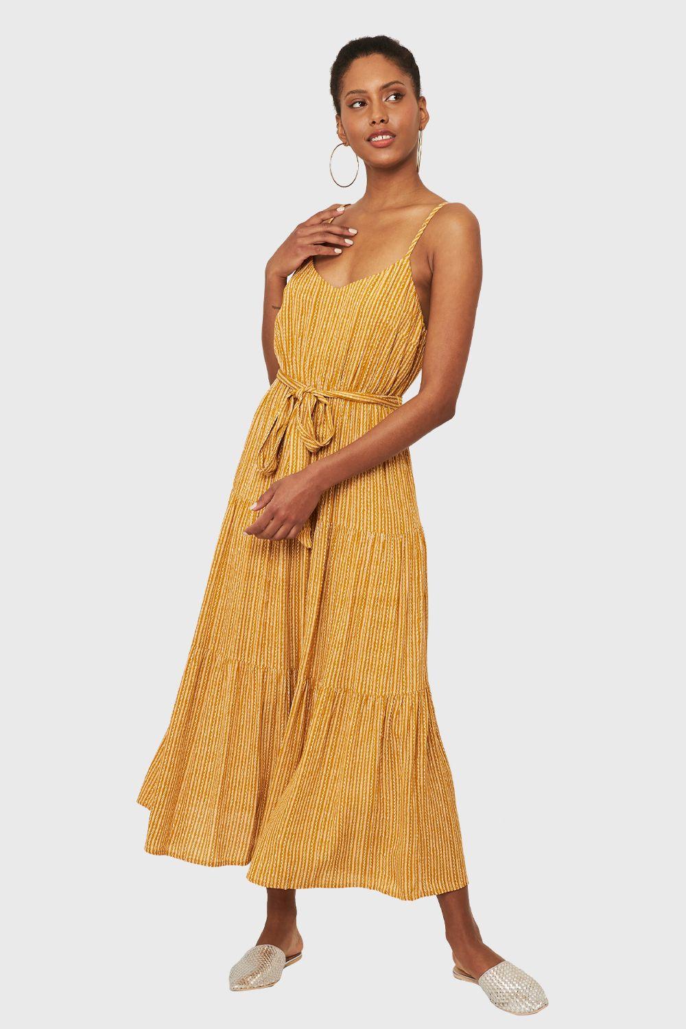 Vestido Print Étnico Mostaza Nicopoly-1