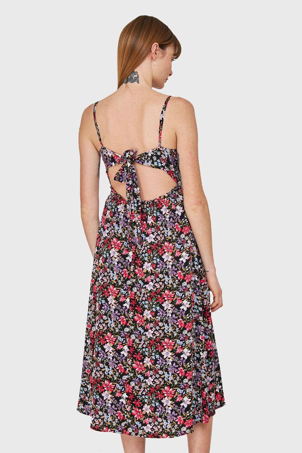 Vestido Floral Nudo Negro Nicopoly-3