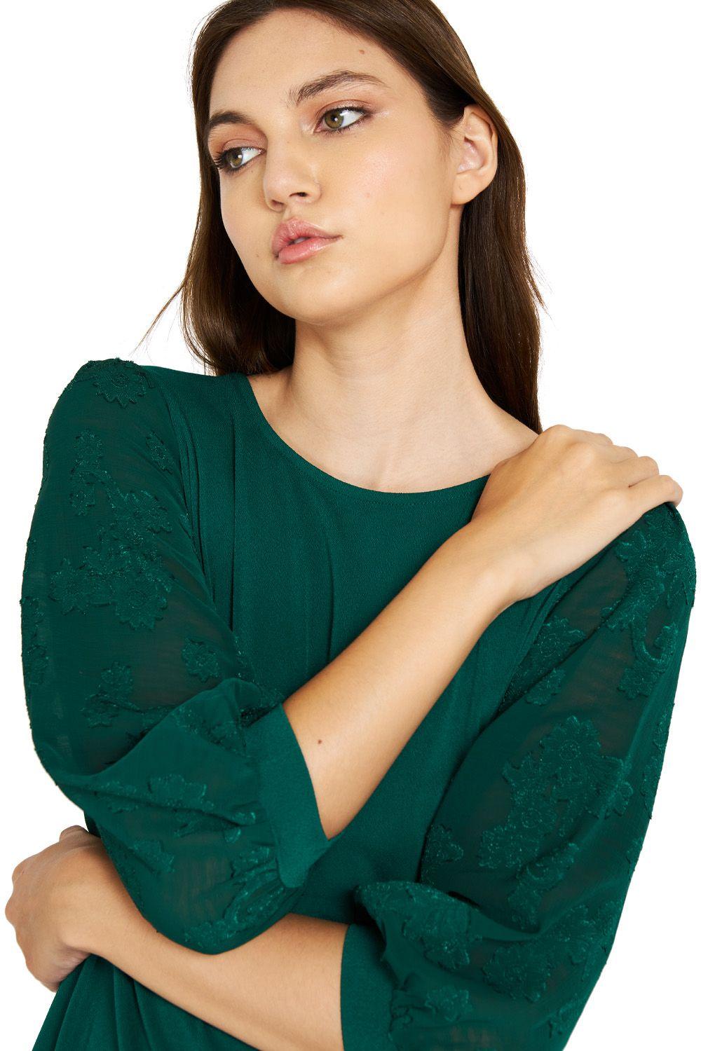 Polera Manga Floral Verde Nicopoly-4