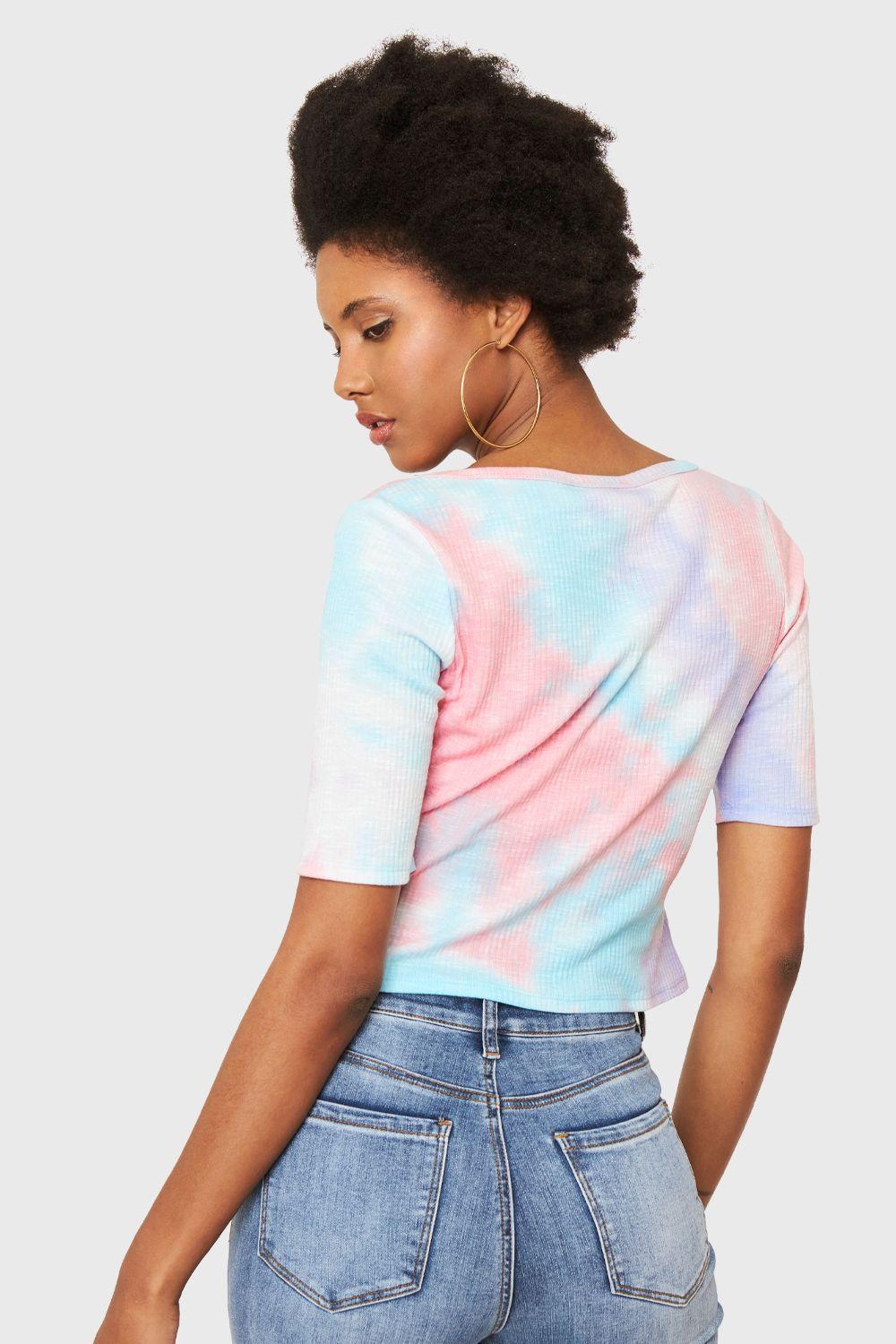 Crop Top Tie Dye Rosado Nicopoly-3