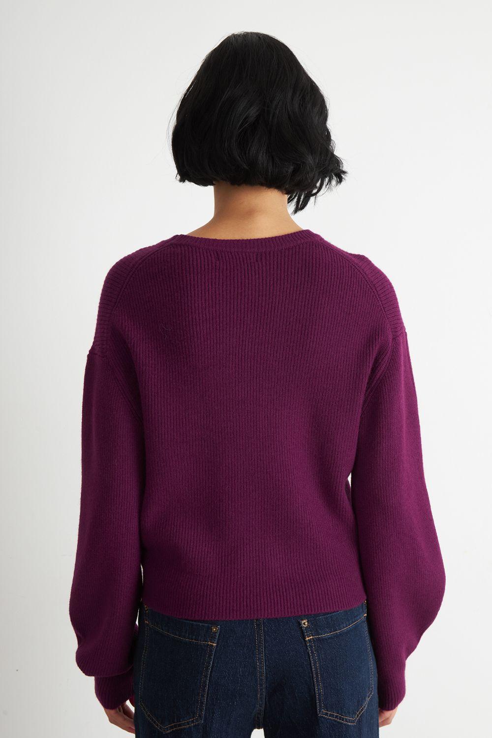 Sweater Jaspeado Cuello Redondo Morado Nicopoly-3