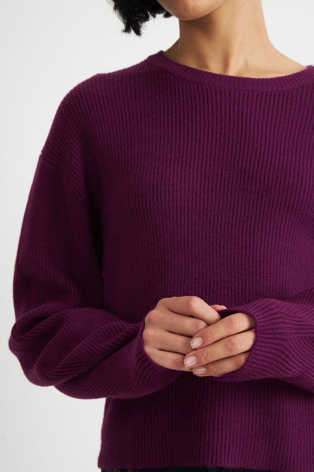 Sweater Jaspeado Cuello Redondo Morado Nicopoly-5