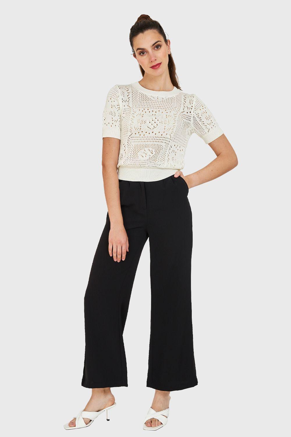 Polera Calada Tipo Tejida Blanco Nicopoly-1