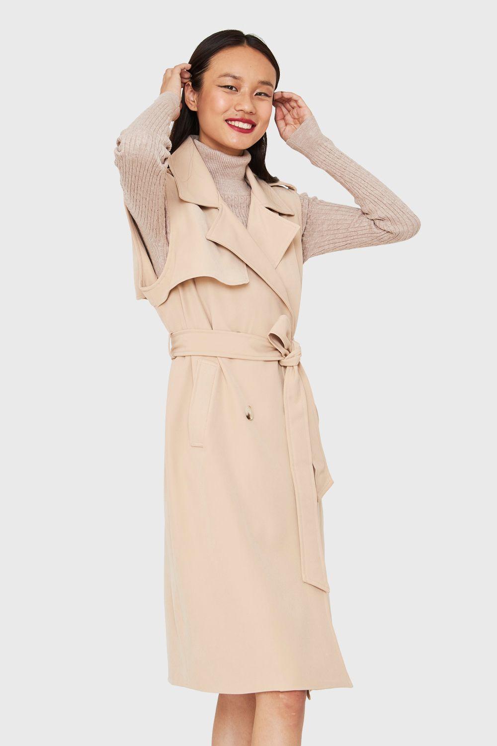 Trench Sin Mangas Beige Nicopoly-2