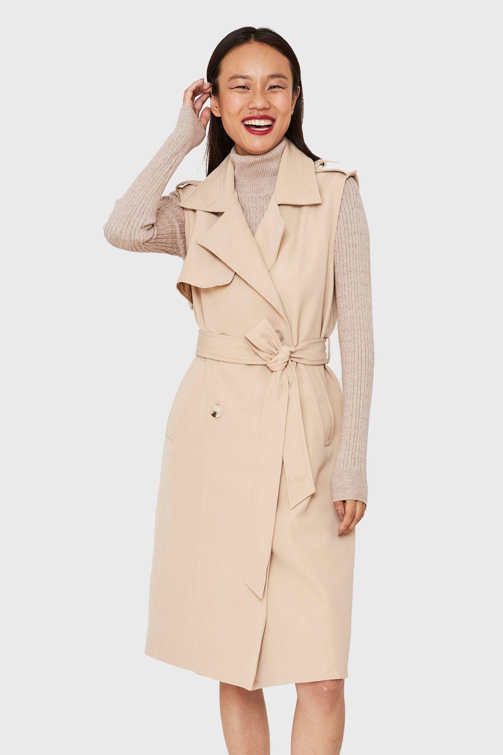 Trench Sin Mangas Beige Nicopoly-0