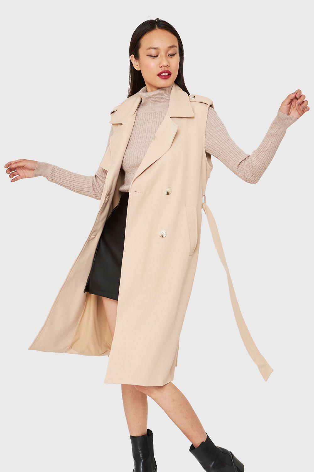 Trench Sin Mangas Beige Nicopoly-4
