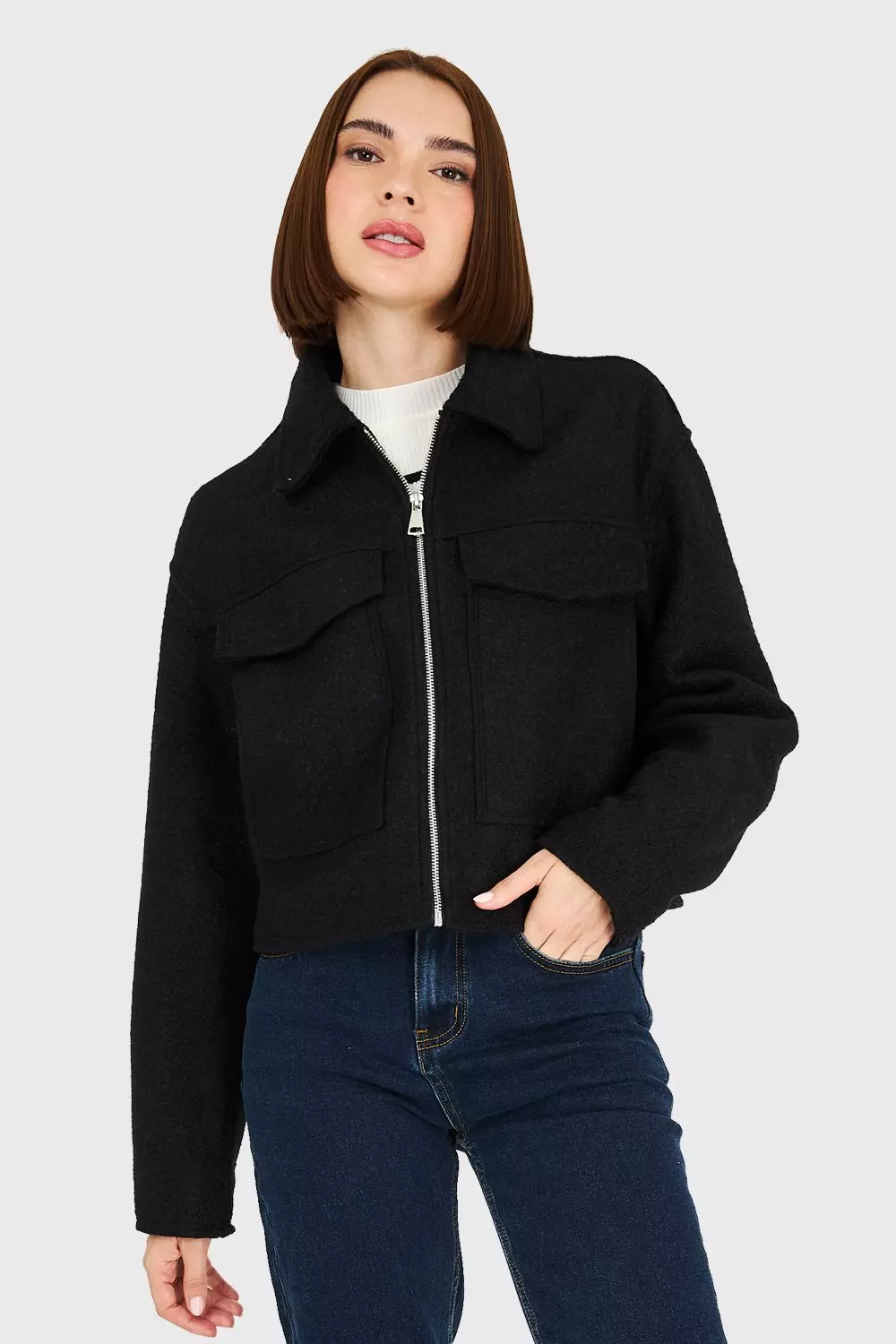 Chaqueta Bouclé Negro Nicopoly-4