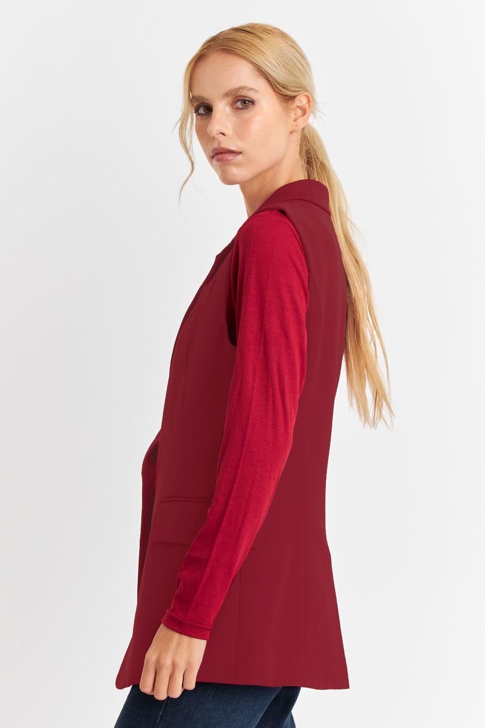 Blazer Sin Mangas Botón Burdeos Nicopoly-2