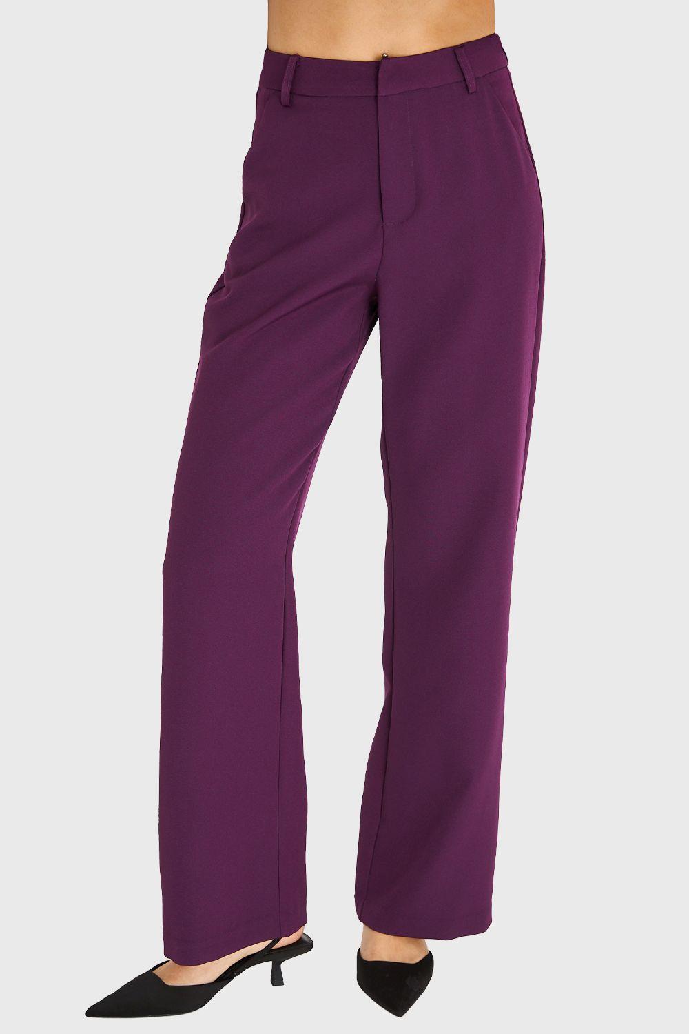 Pantalón Pierna Ancha Con Pasador Morado Nicopoly-0