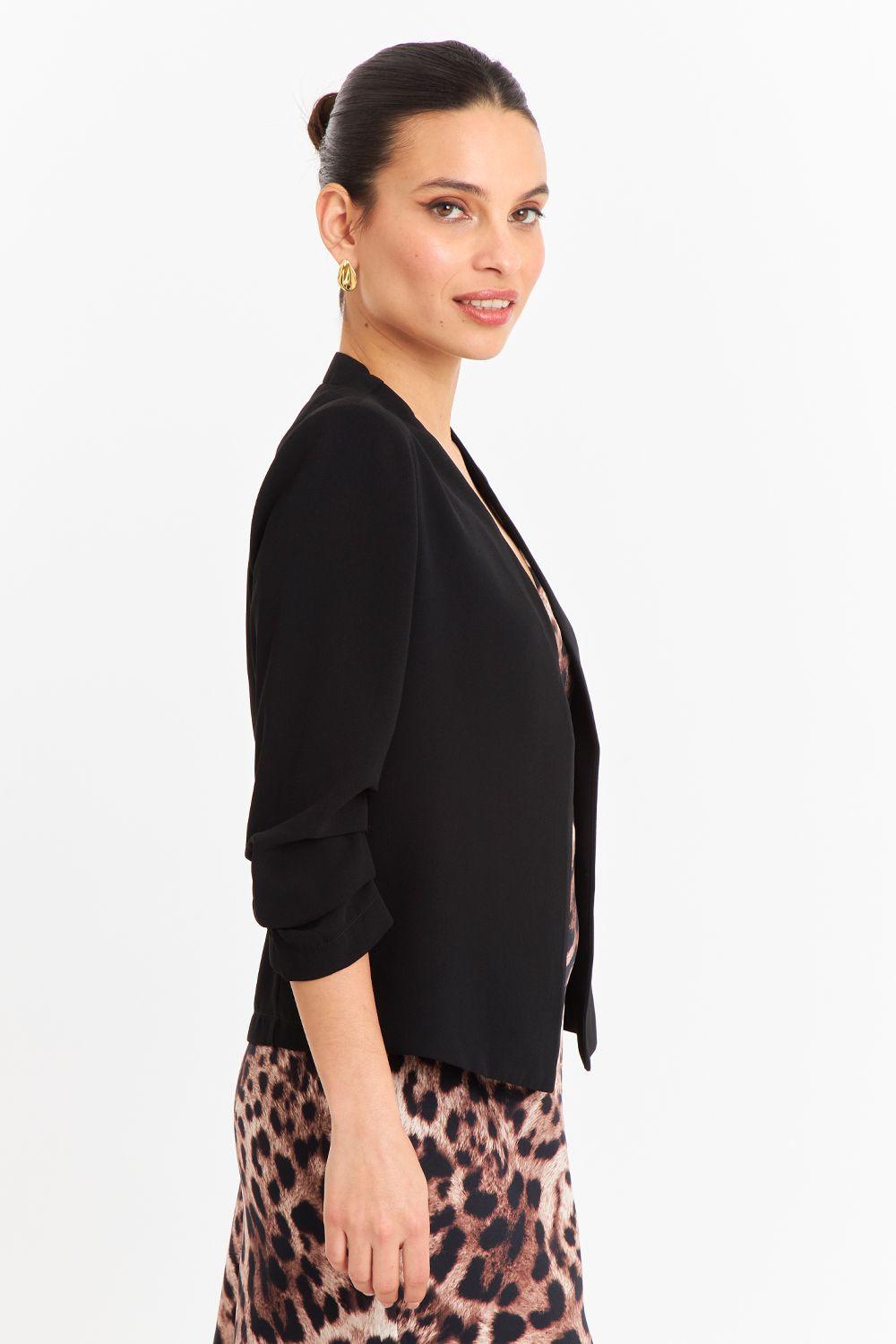 Blazer Cuello Sin Solapa Negro Nicopoly-2
