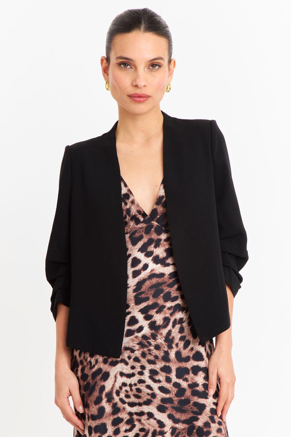 Blazer Cuello Sin Solapa Negro Nicopoly-4