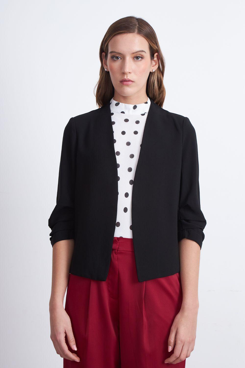 Blazer Cuello Sin Solapa Negro Nicopoly-0