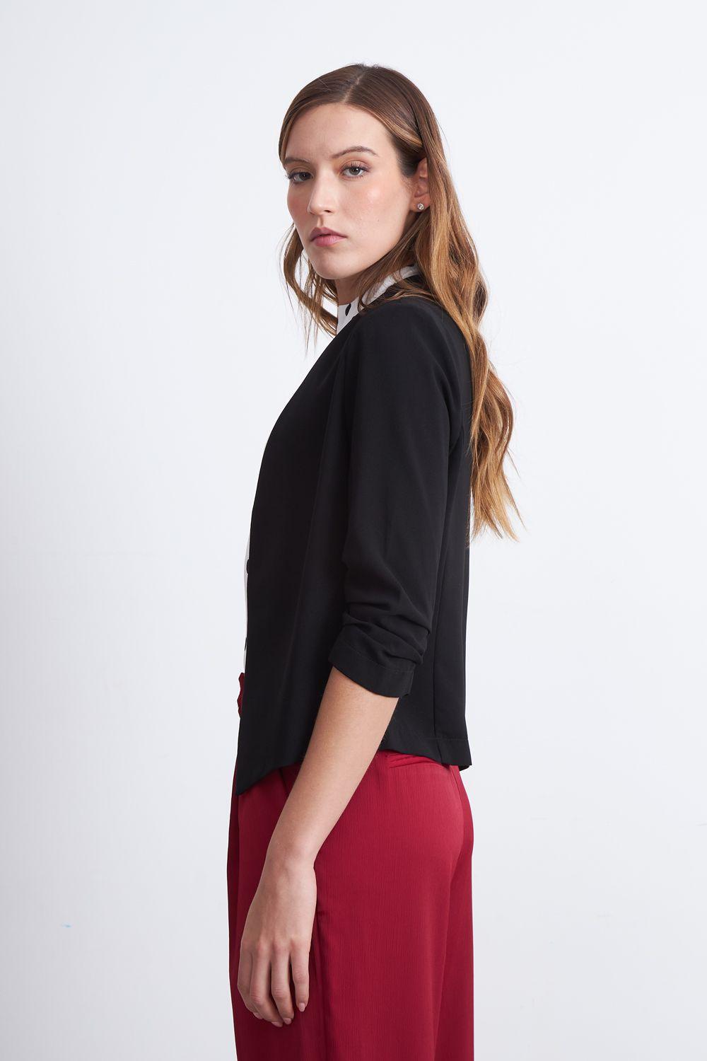 Blazer Cuello Sin Solapa Negro Nicopoly-2
