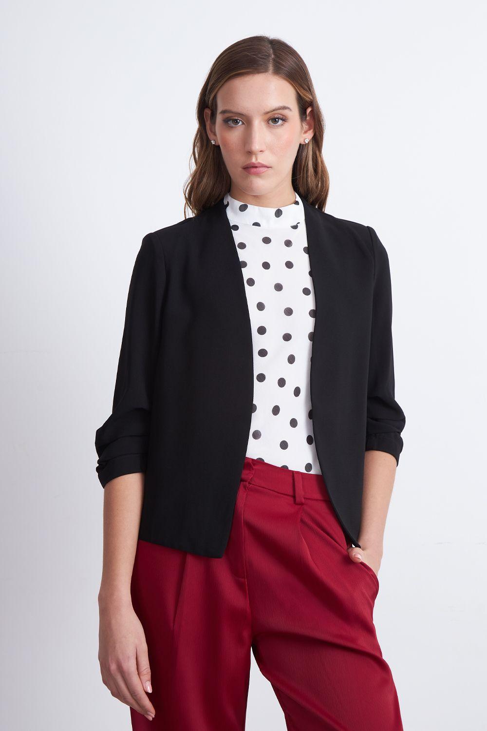 Blazer Cuello Sin Solapa Negro Nicopoly-5