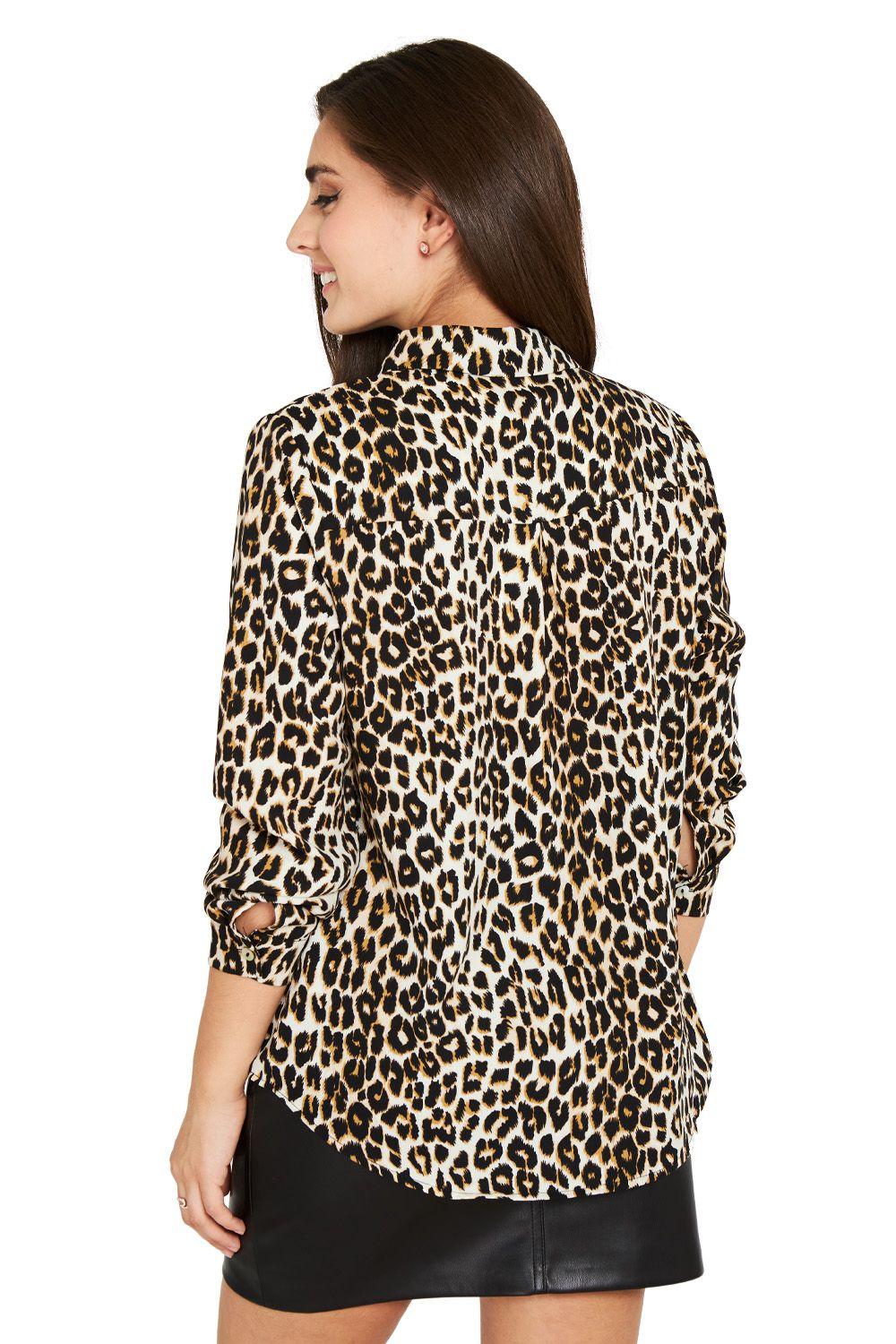Blusa Leopard Bolsillos Café Nicopoly-3