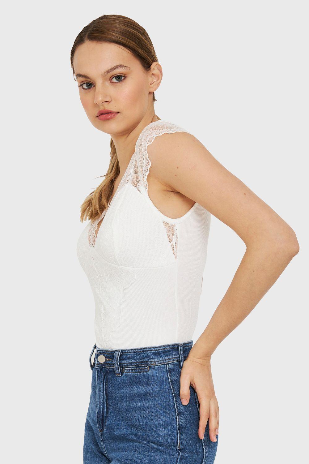 Body Escote Encaje Blanco Nicopoly-2