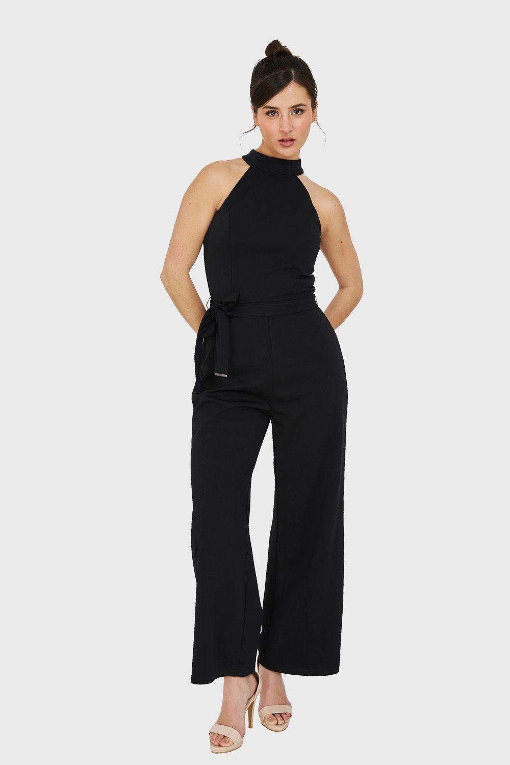 Enterito Largo Cuello Halter Negro Nicopoly-4