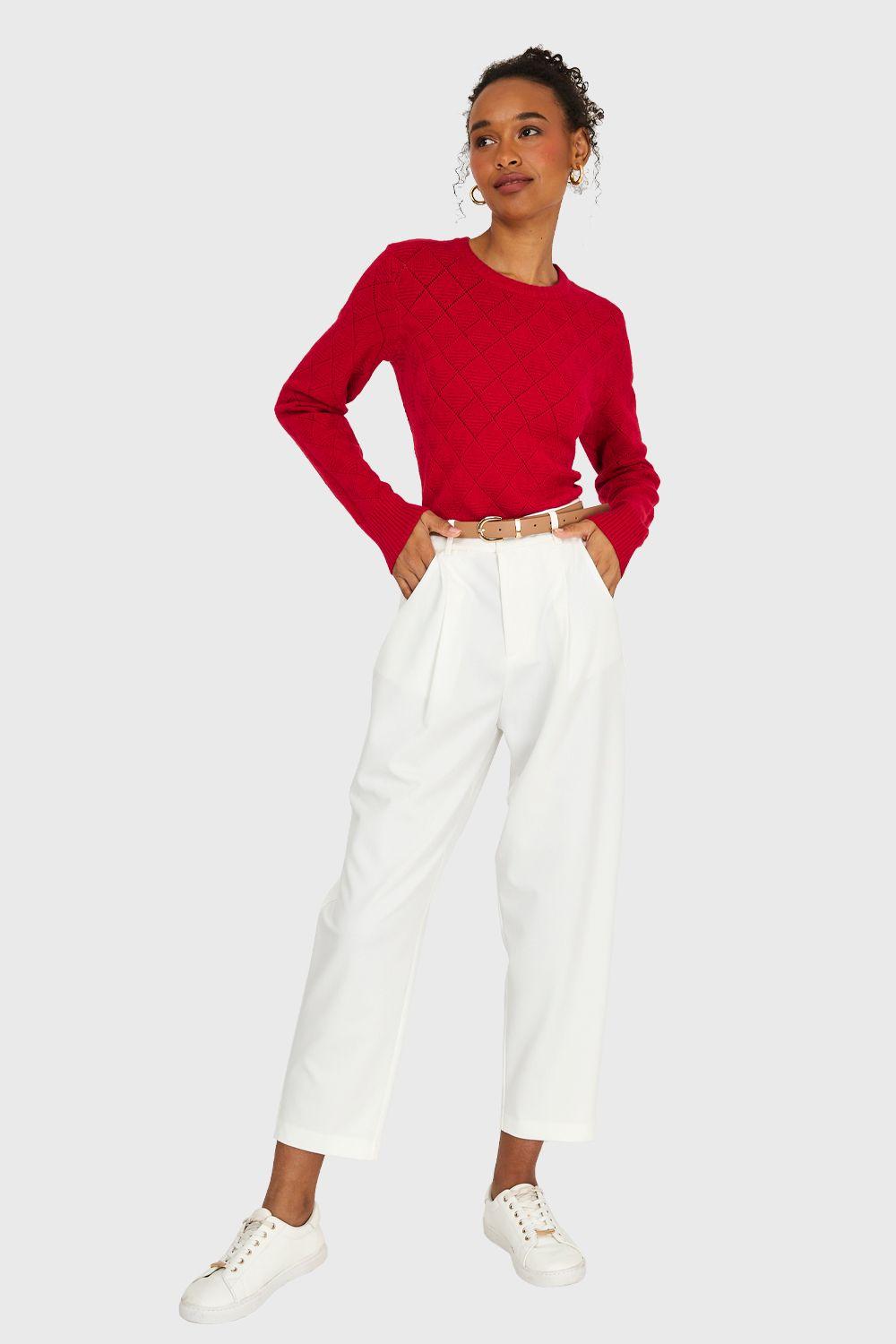 Sweater Diseño Rombos Rojo Nicopoly-1