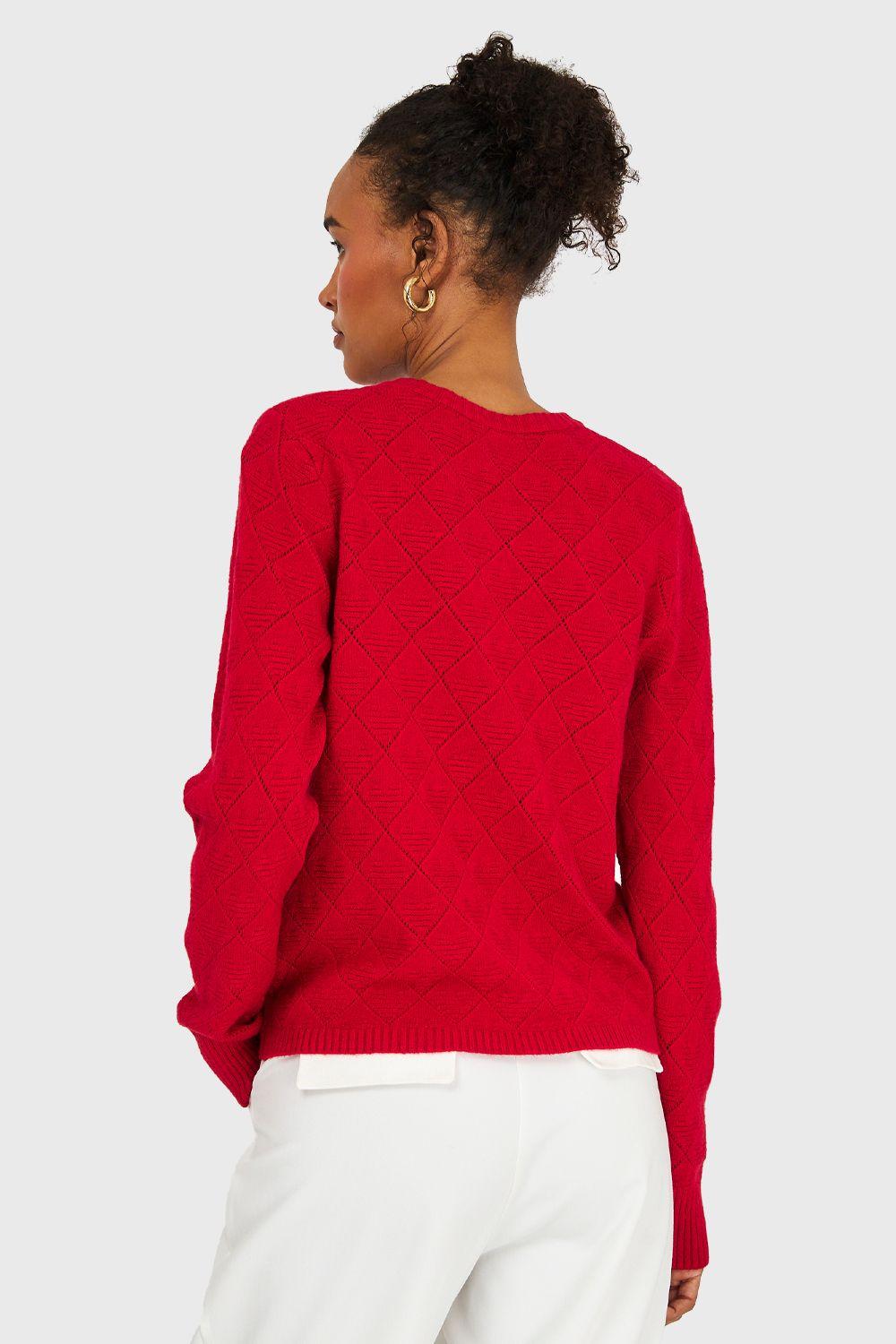 Sweater Diseño Rombos Rojo Nicopoly-3