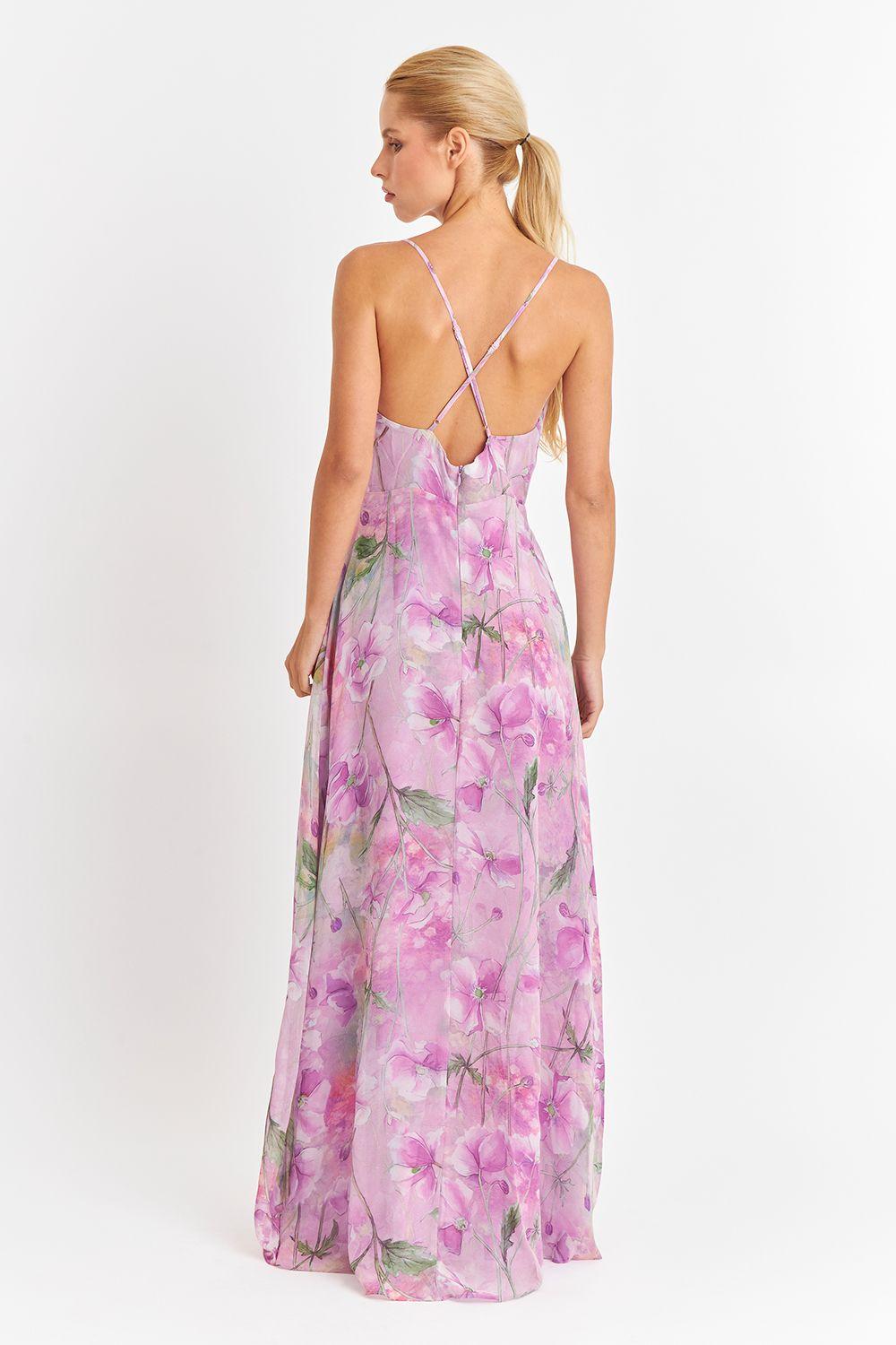 Vestido Largo Floreado Rosado Nicopoly-3