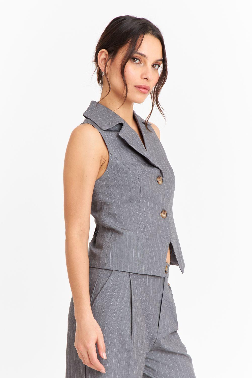 Gilet Rayas Diplomáticas Gris Nicopoly-2