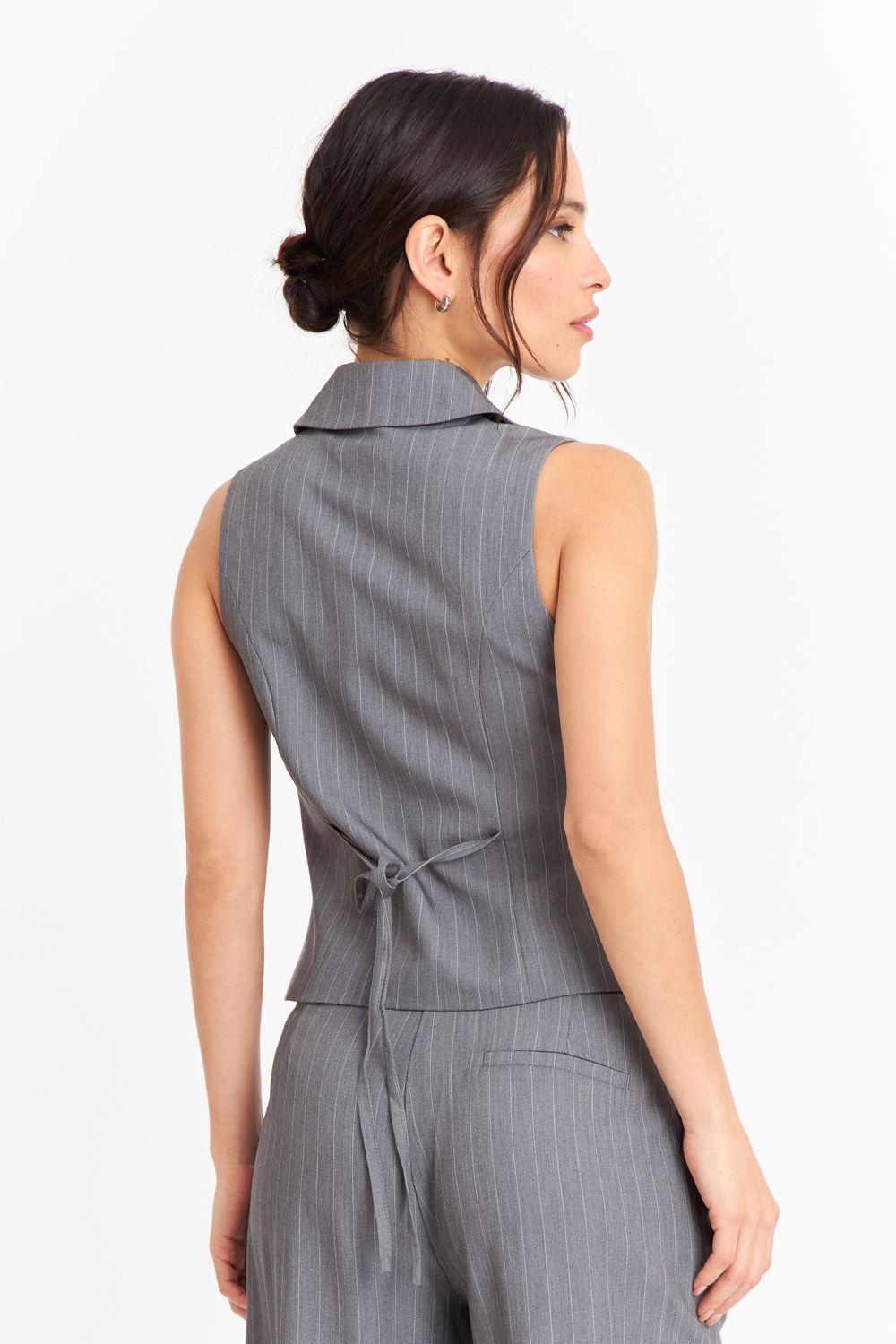 Gilet Rayas Diplomáticas Gris Nicopoly-3