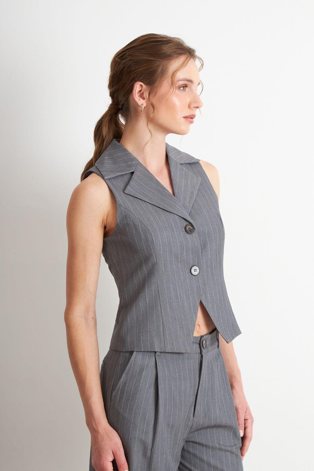 Gilet Gris Rayas Diplomáticas Nicopoly-2