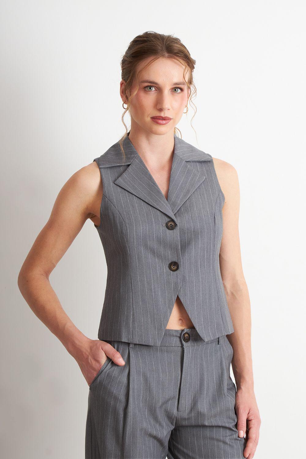 Gilet Gris Rayas Diplomáticas Nicopoly-4