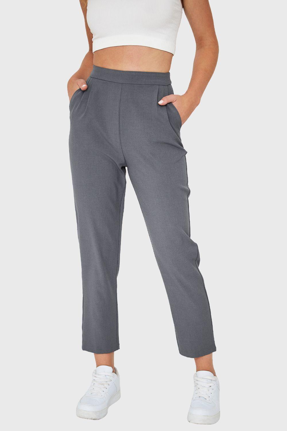 Pantalón Tiro Alto Gris Nicopoly-4