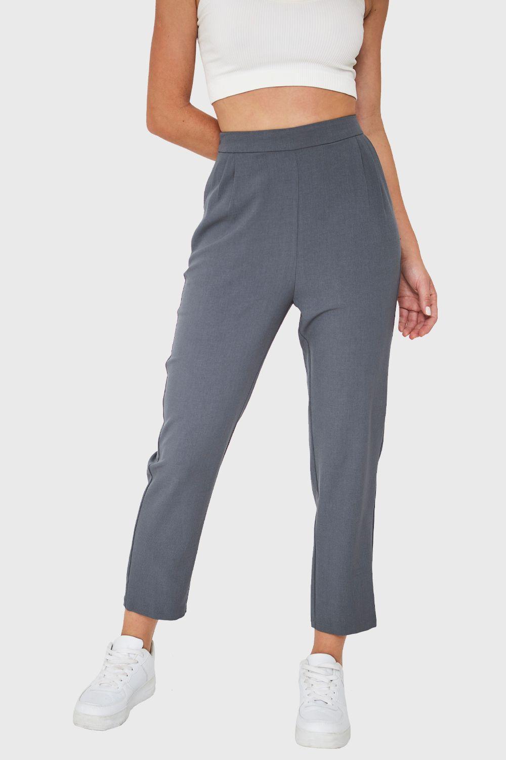 Pantalón Tiro Alto Gris Nicopoly-0