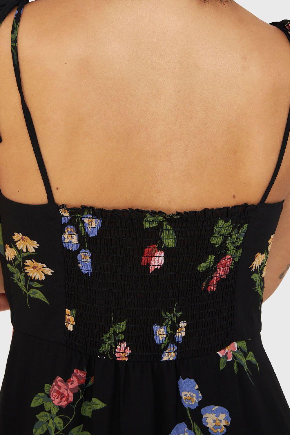 Vestido Flores Pabilo Ajustable Negro Nicopoly-5