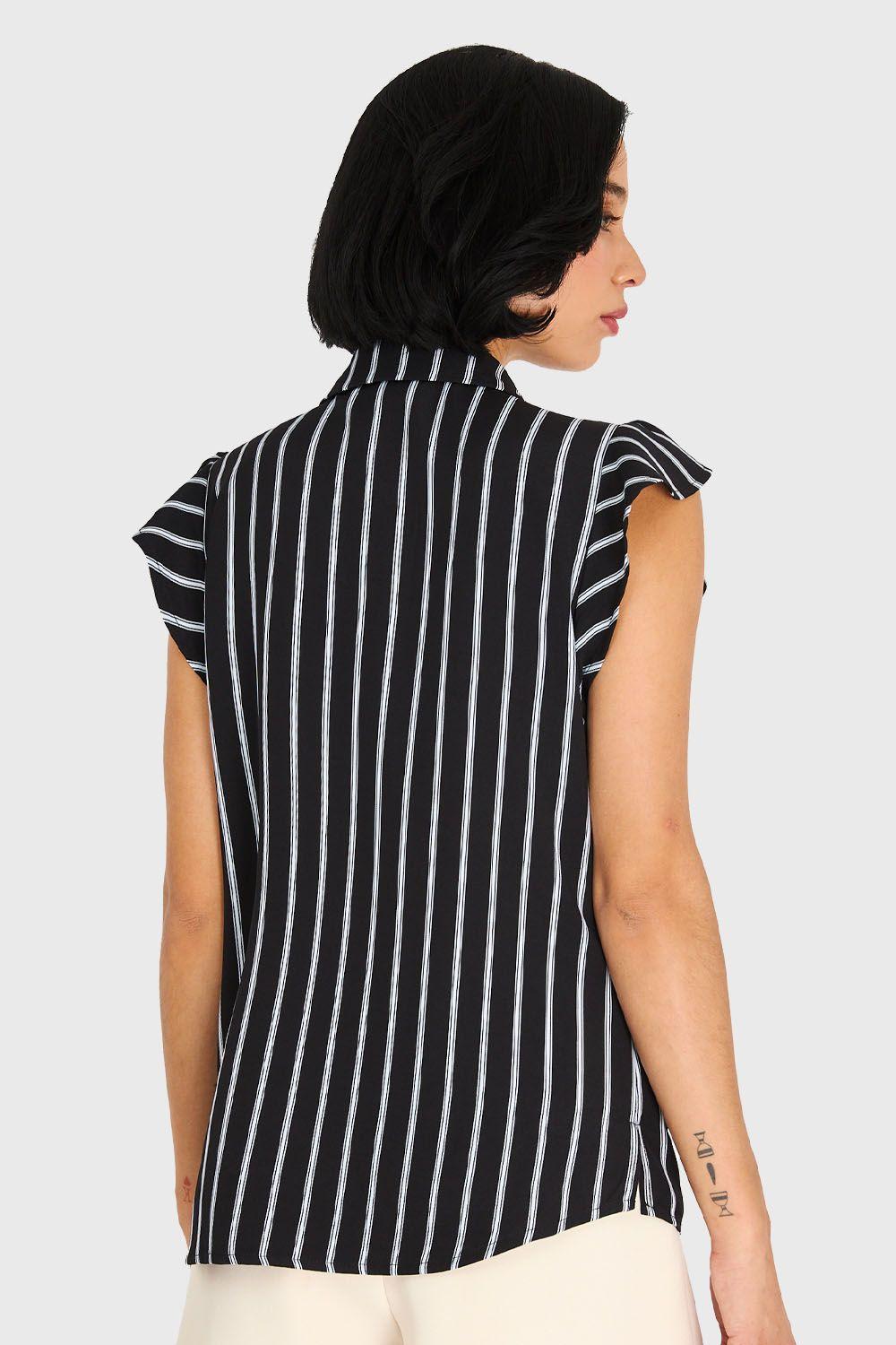 Blusa Rayas Lazo Desmontable Negro Nicopoly-3