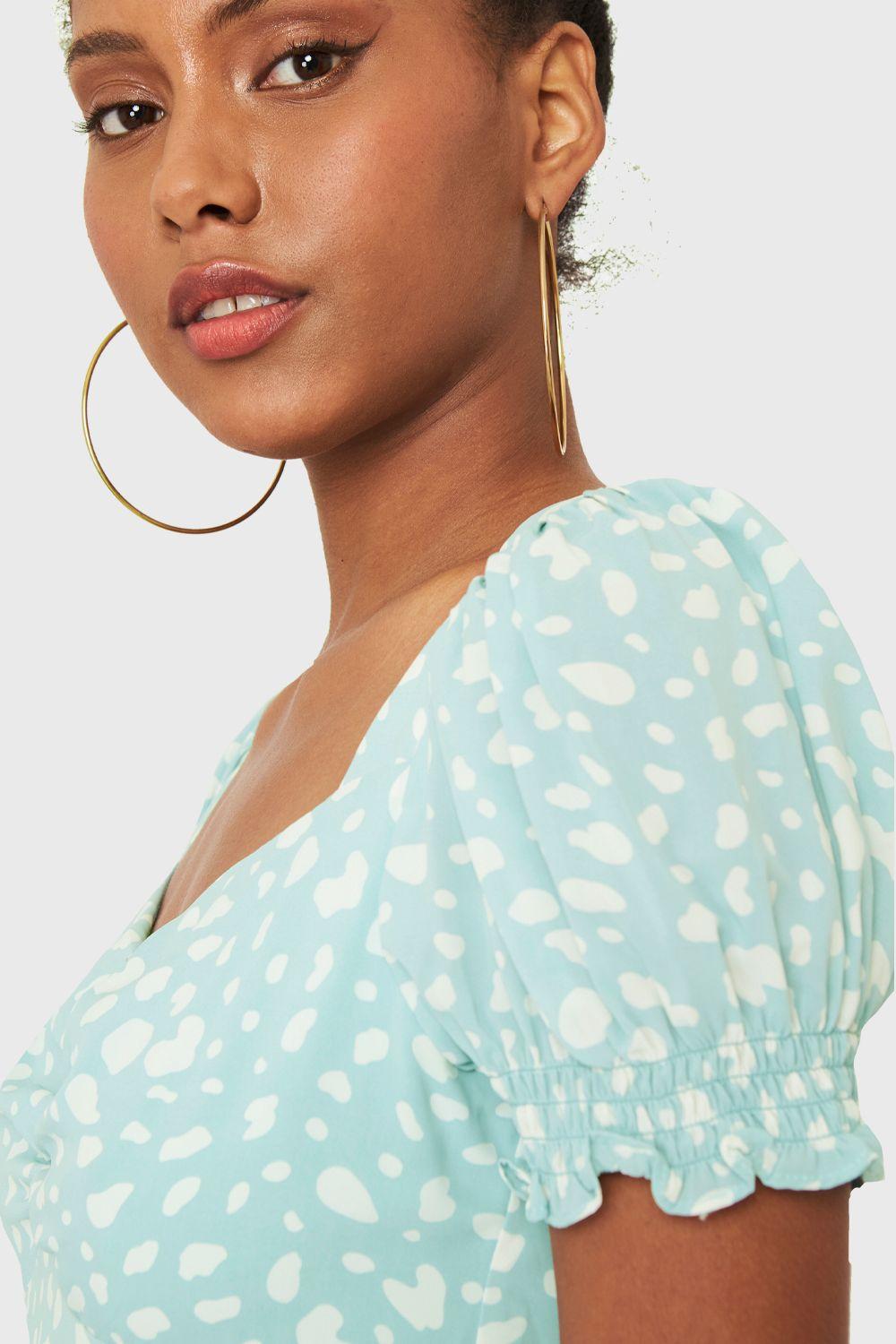 Vestido Corto Print Dálmata Celeste Nicopoly-4