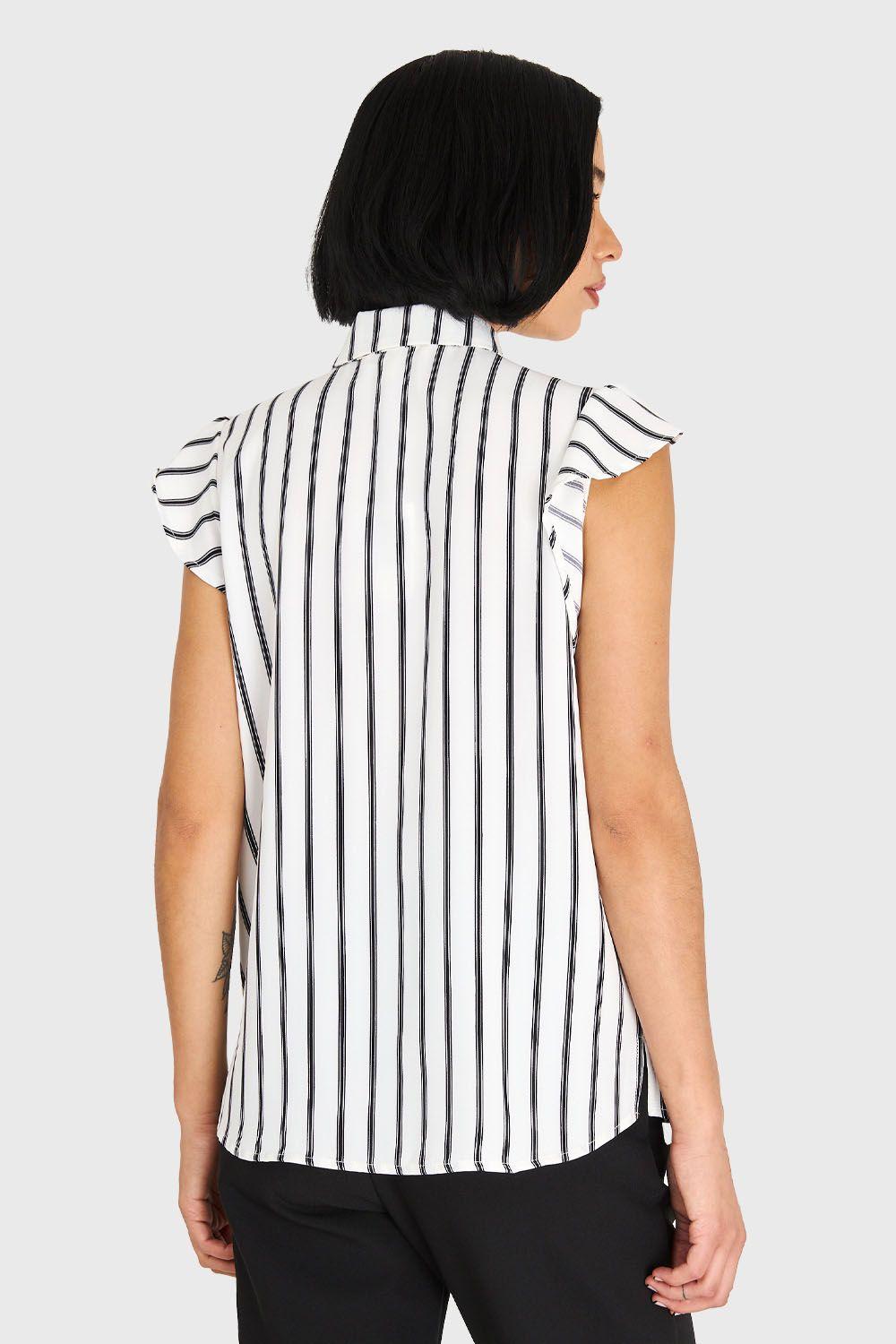 Blusa Rayas Lazo Desmontable Blanco Nicopoly-3