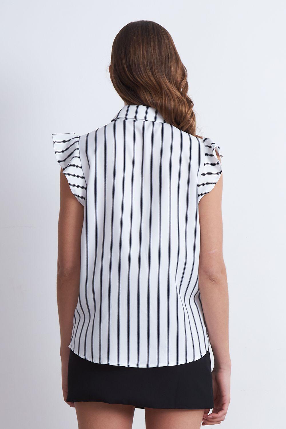 Blusa Rayas Lazo Desmontable Blanco Nicopoly-3