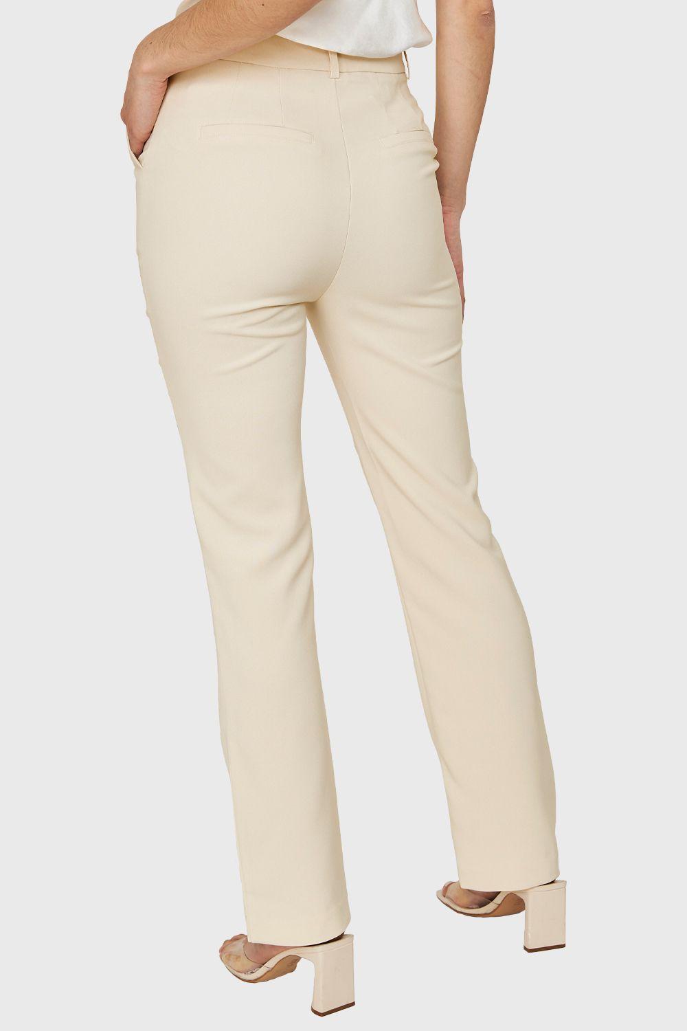 Pantalón Costuras Frontales Recto Beige Nicopoly-3