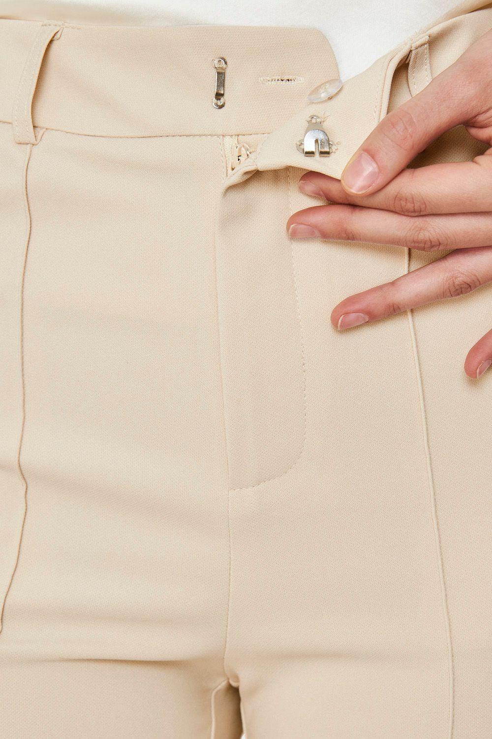 Pantalón Costuras Frontales Recto Beige Nicopoly-5
