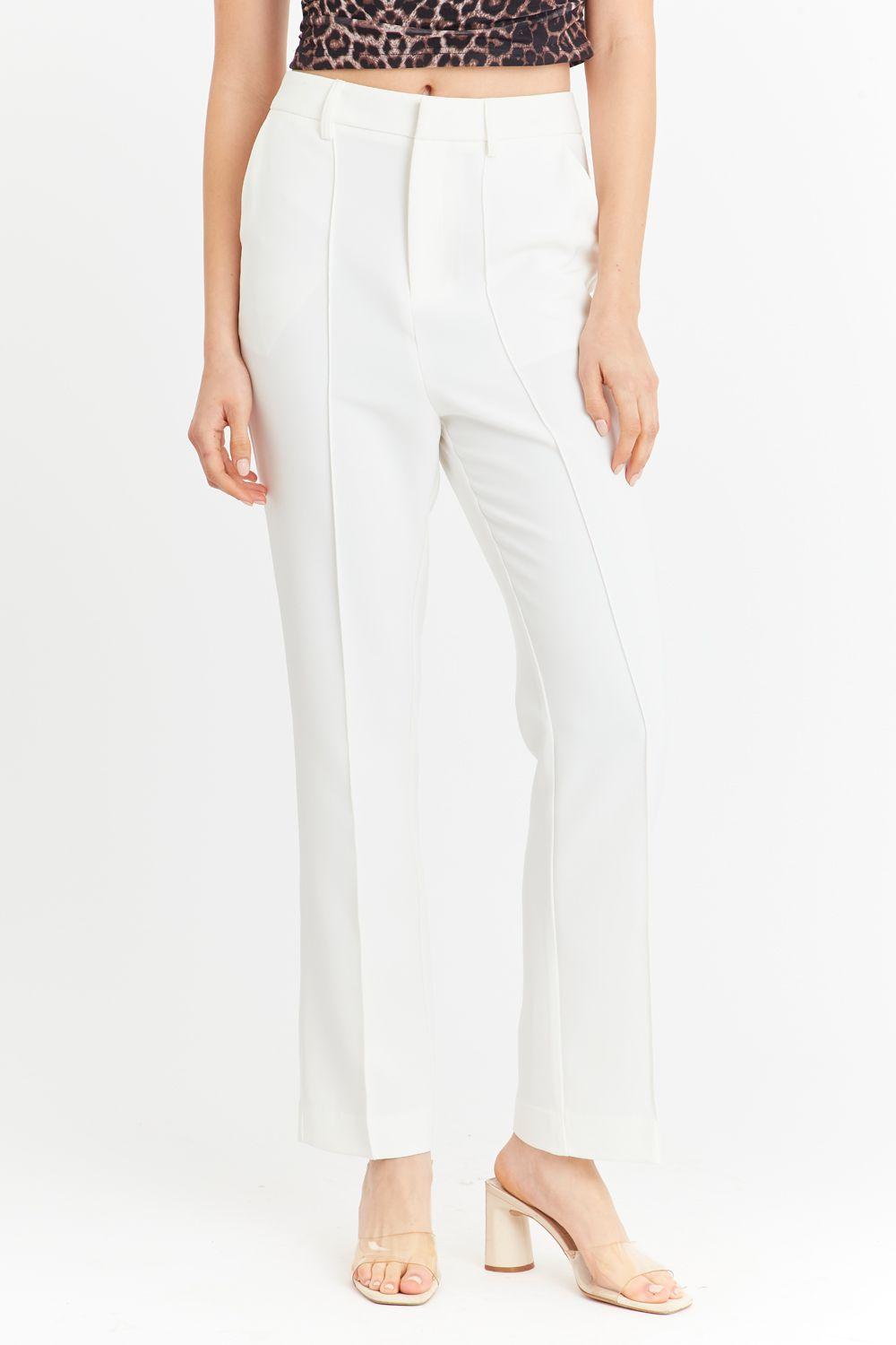 Pantalón Entallado Costuras Delanteras Blanco Nicopoly-0