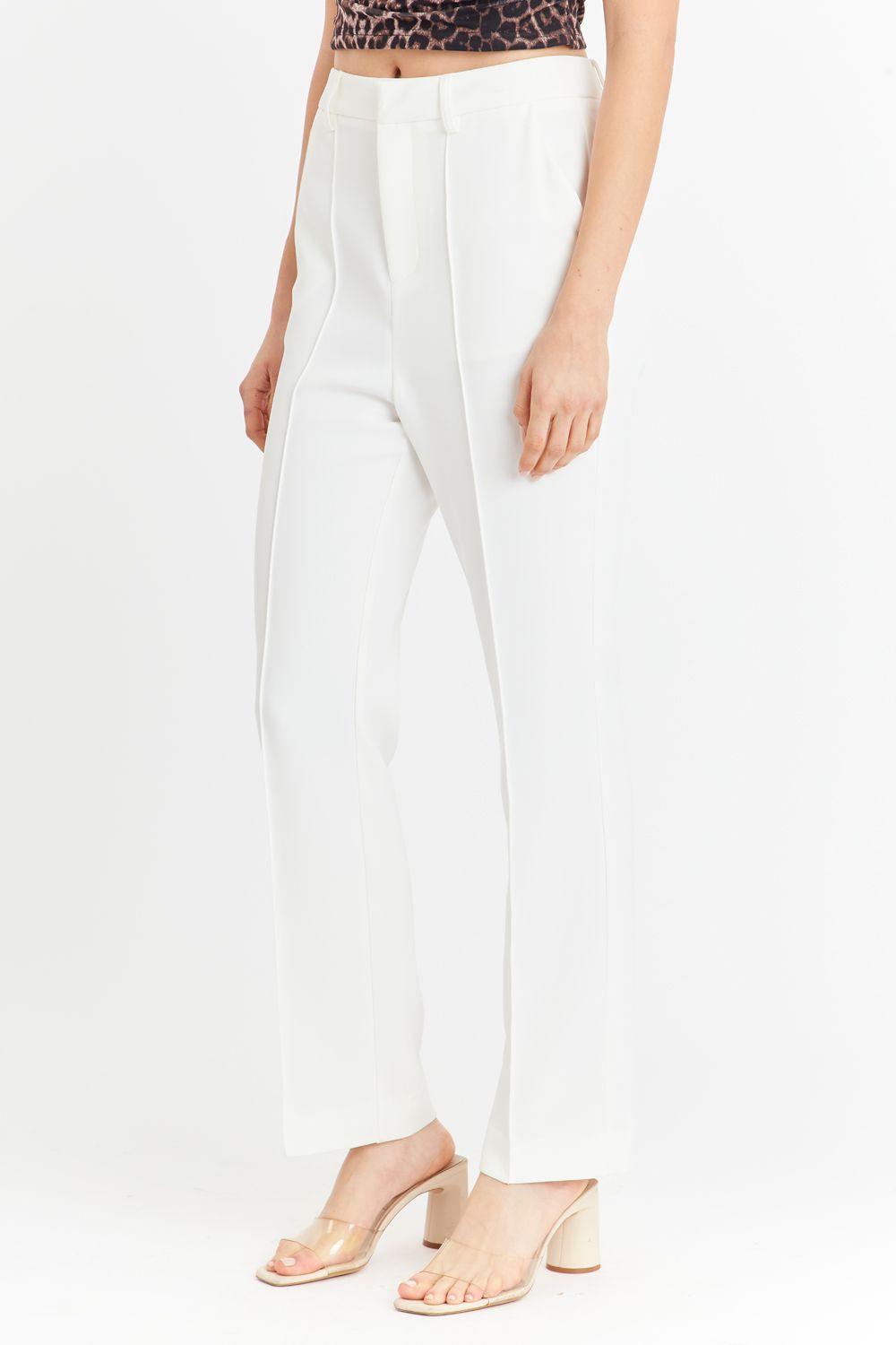 Pantalón Entallado Costuras Delanteras Blanco Nicopoly-2
