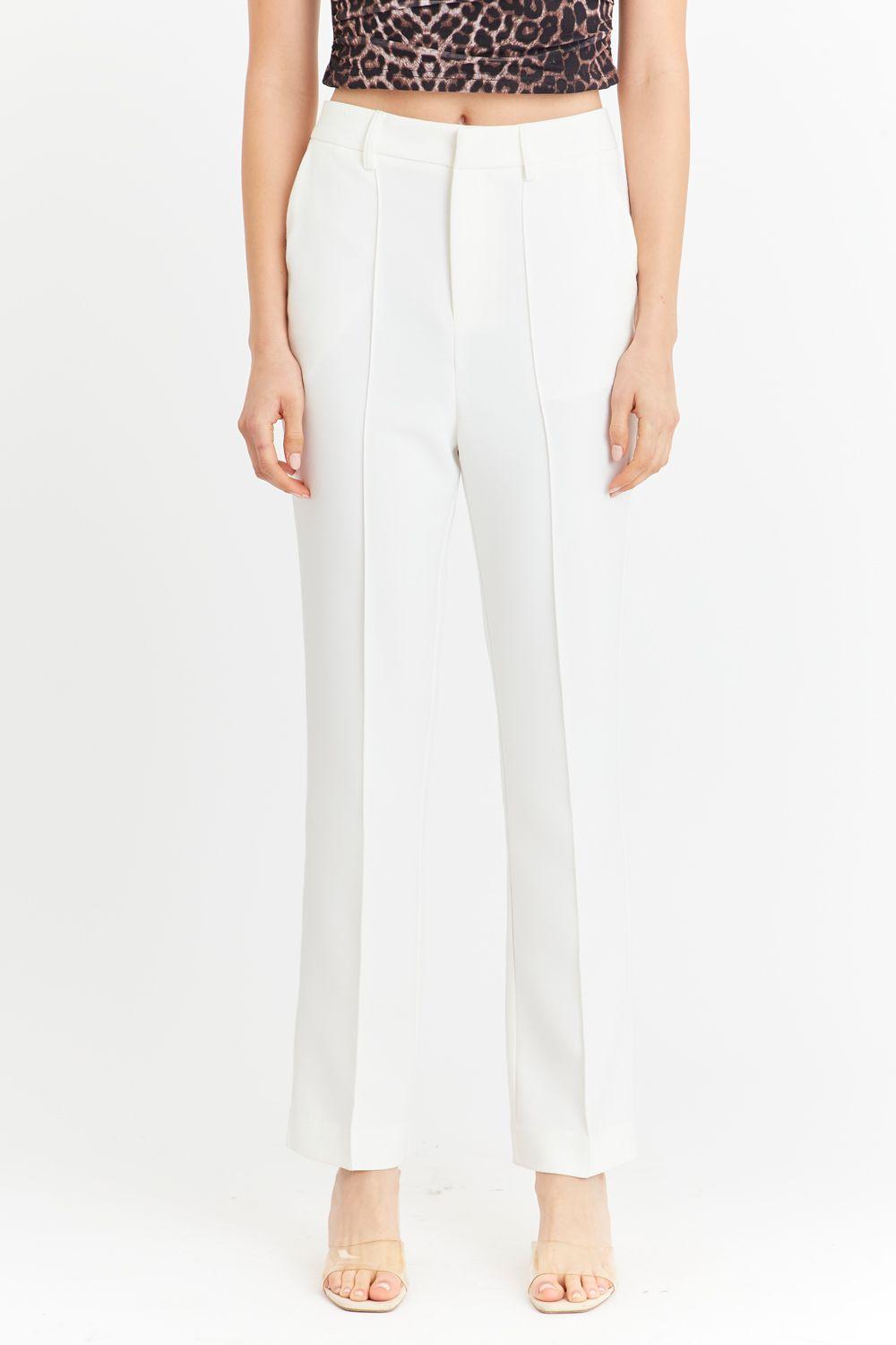 Pantalón Entallado Costuras Delanteras Blanco Nicopoly-4