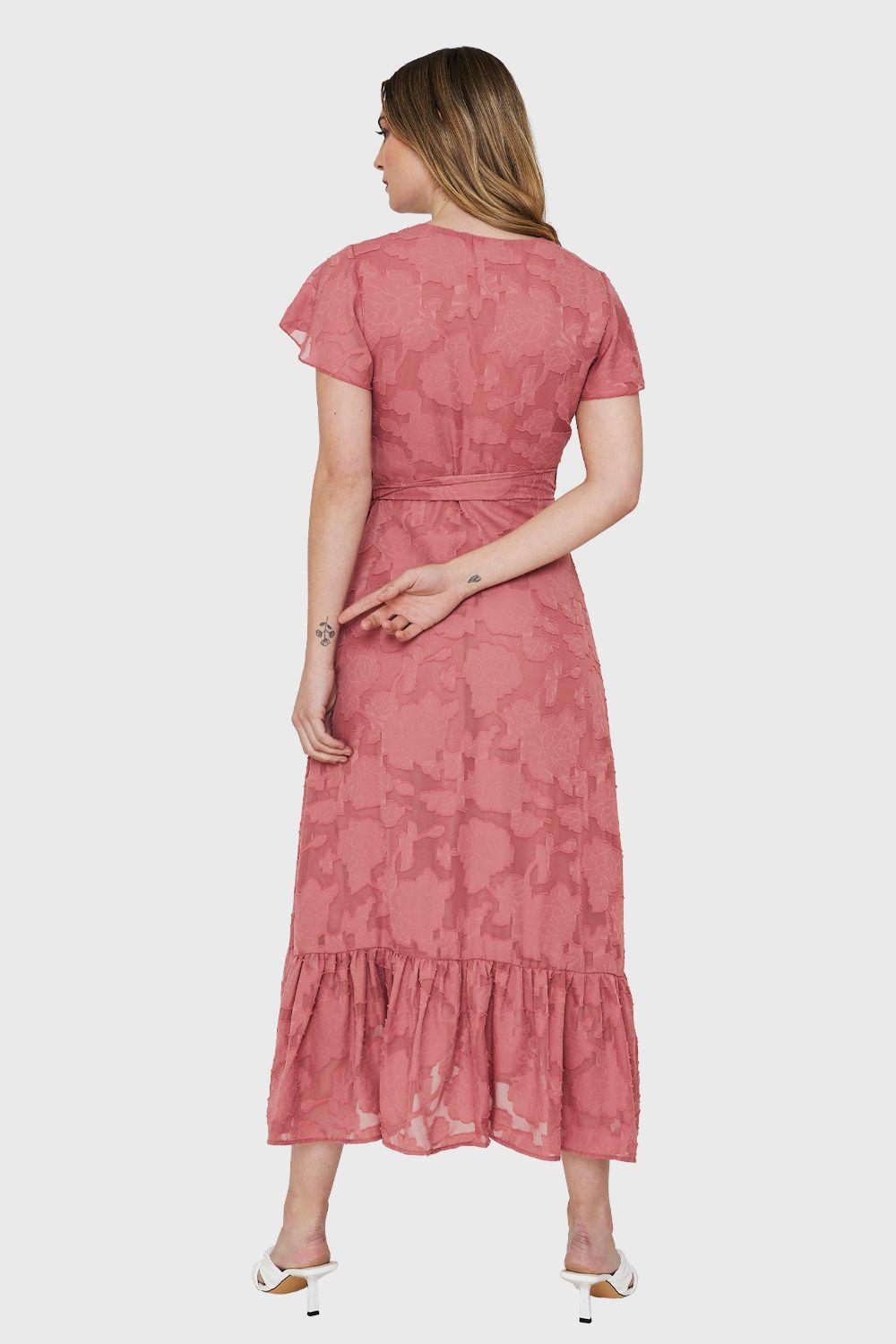 Vestido Envolvente Flores Rosa Nicopoly-3