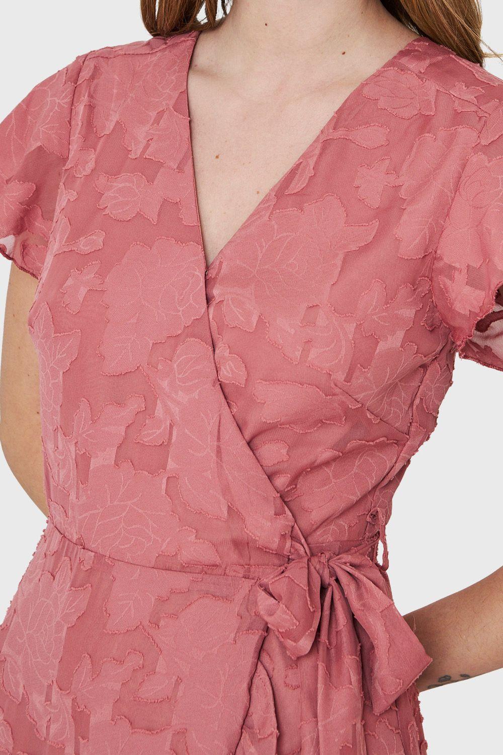 Vestido Envolvente Flores Rosa Nicopoly-5