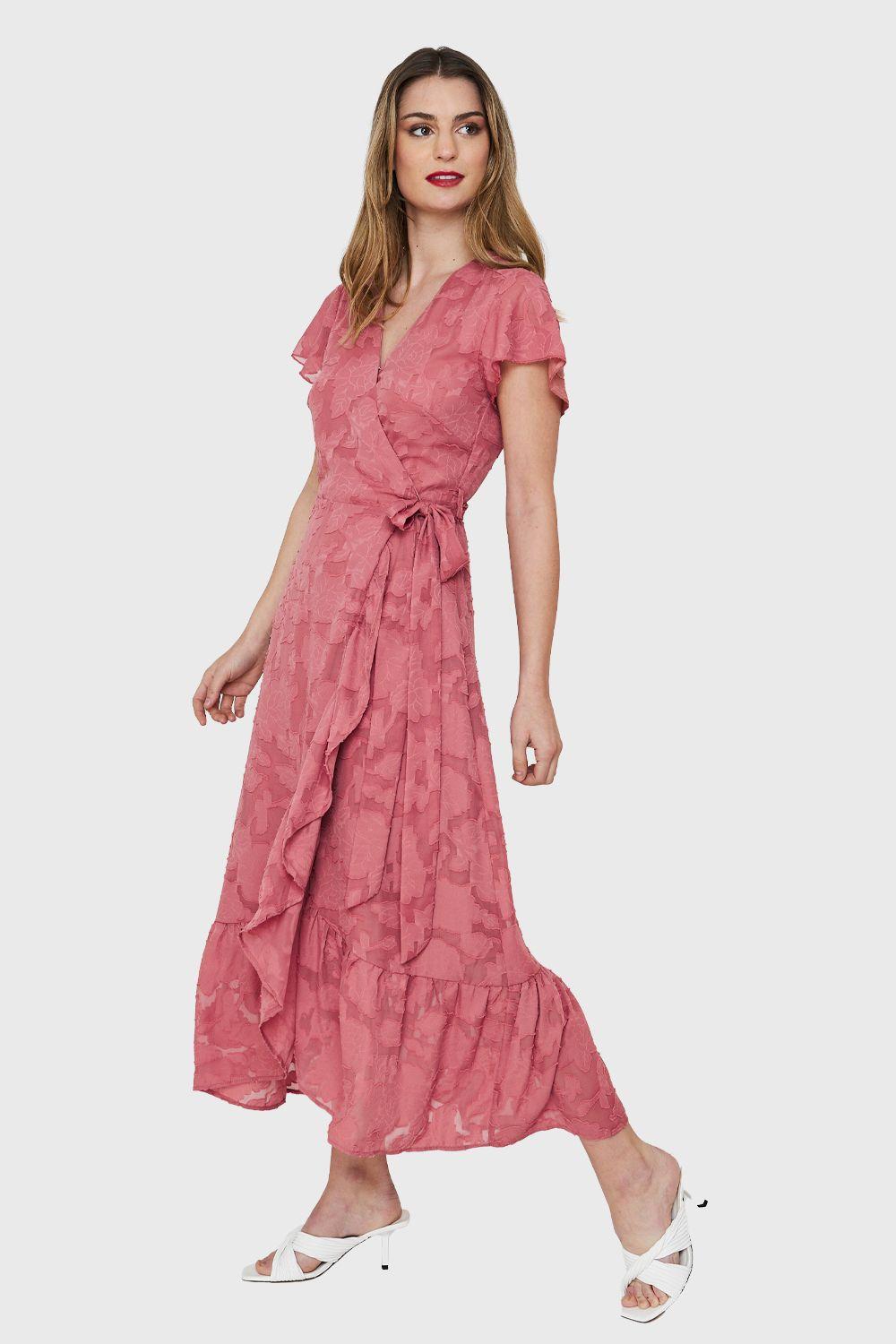 Vestido Envolvente Flores Rosa Nicopoly-2